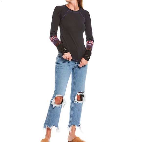 Free People The Mix Cuff Long Sleeve Knit Top - Picture 4 of 9